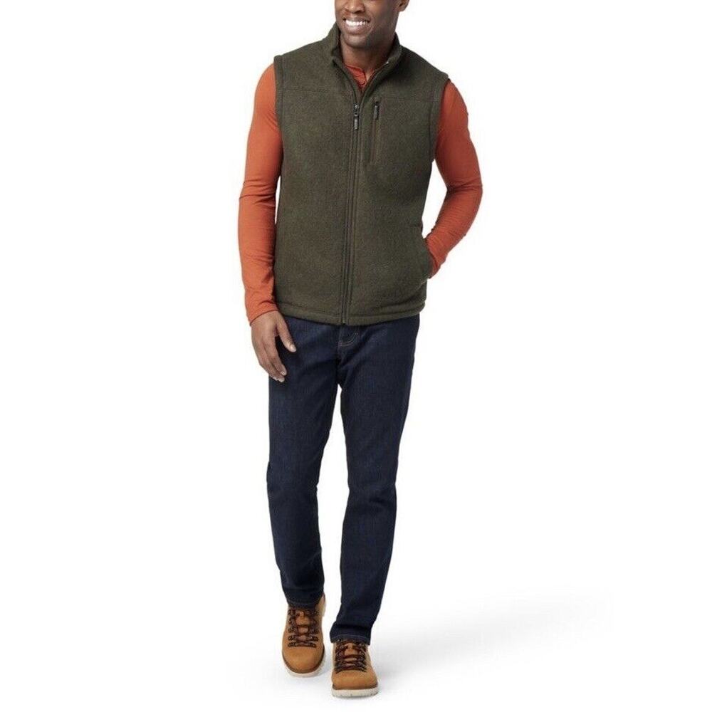 Smartwool Hudson Vest Mens Size Large Green Trail Fleece Full Zip Logo MINT